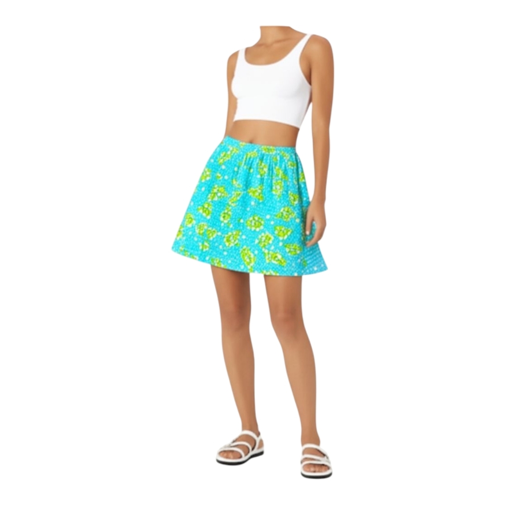 VTG Lily Pulitzer Teal Mosaic Turtle Print Mini Skirt Size 4 EUC